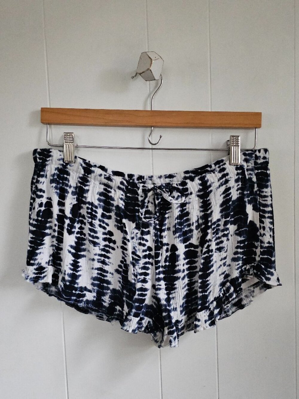 Navy and White Tie-Dye Shorts